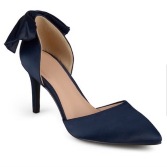 navy blue satin heels